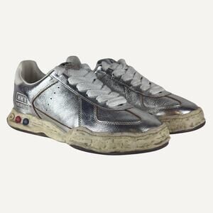 Maison Mihara Yasuhiro Herbie OG Sole Metallic Leather Sneakers Silver 44